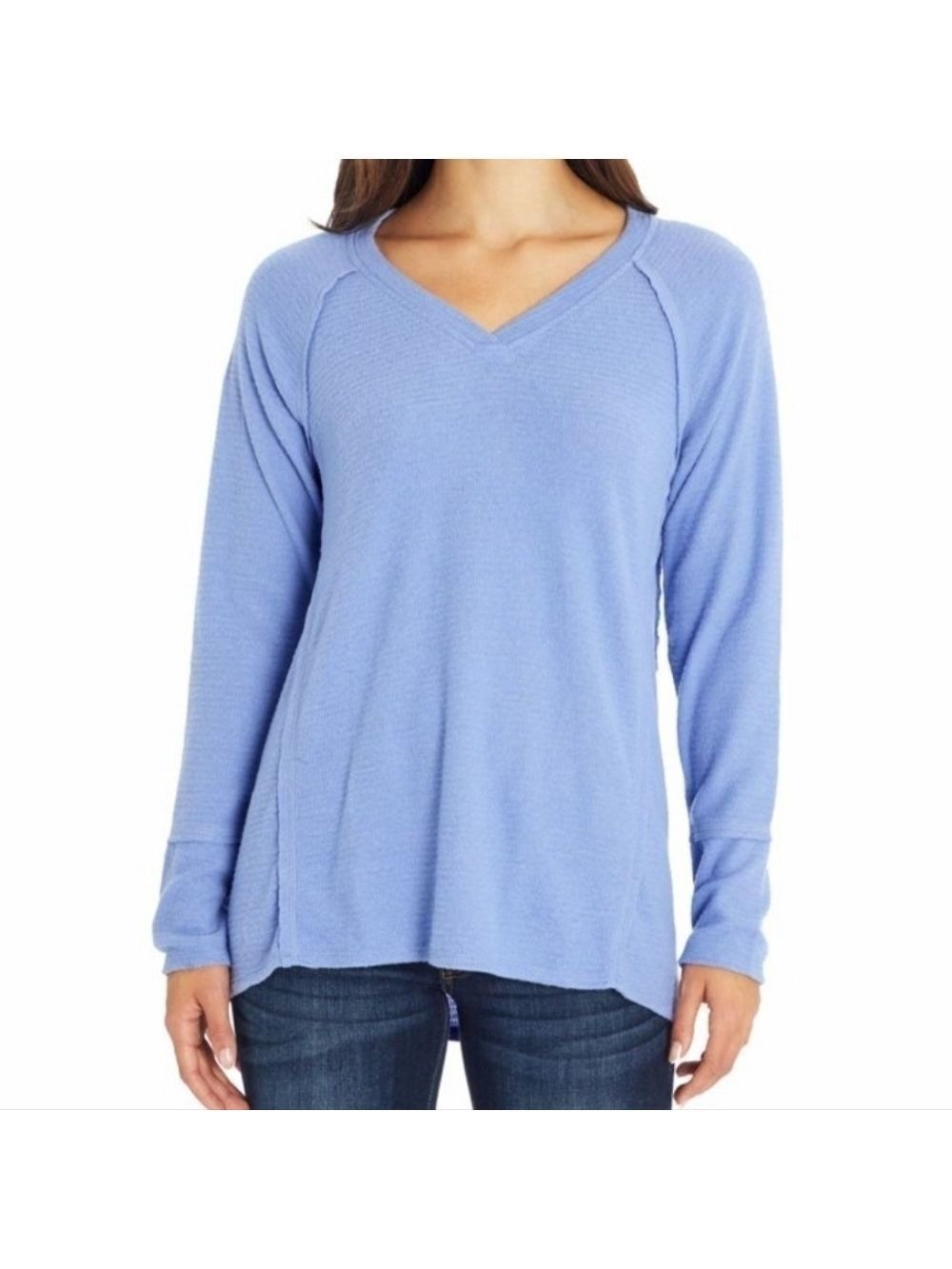 Wildfox V-Neck Haley Brushed Sweater Waffle Top Women's Size Small